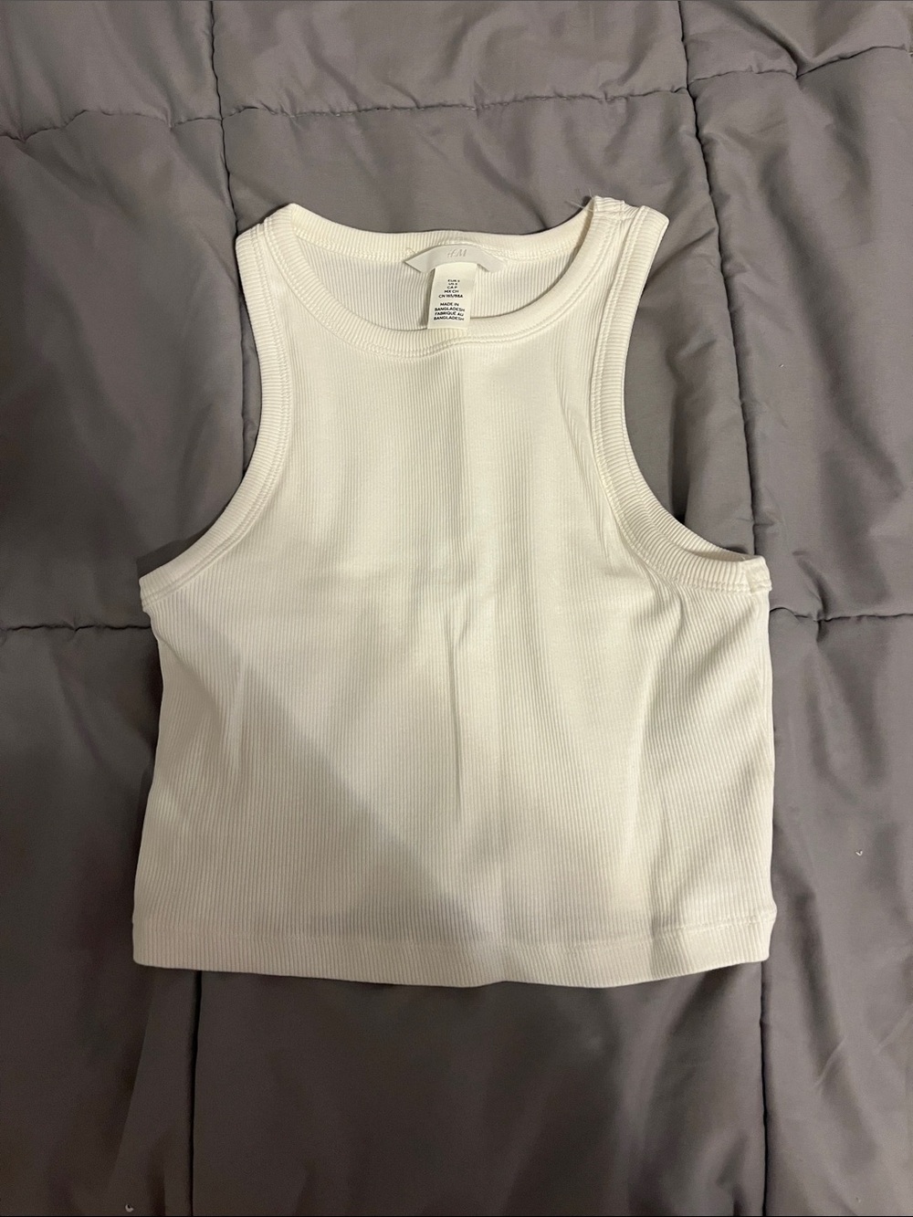 H&M White Ribbed Cropped Tank
